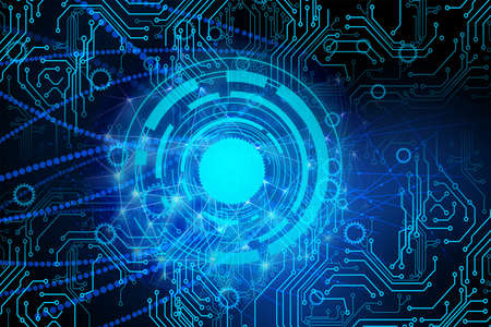 Vector illustration circuit board and hexagons background. Hi-tech digital technology and...