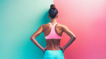 A background image for women fitness color neon lime green and light pink and periwinkle blue
