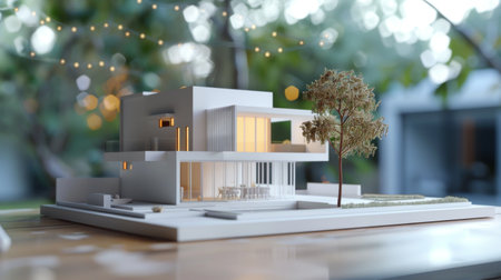 Business property, real estate and investment concepts with investor and white model house