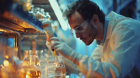 Doctor scientist experimenting in a clean lab