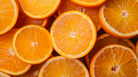 Cut an orange in half, showing the inner skin for backgroundの写真素材
