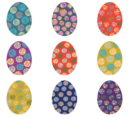 Vector Easter eggs with circles and abstract patternsのイラスト素材