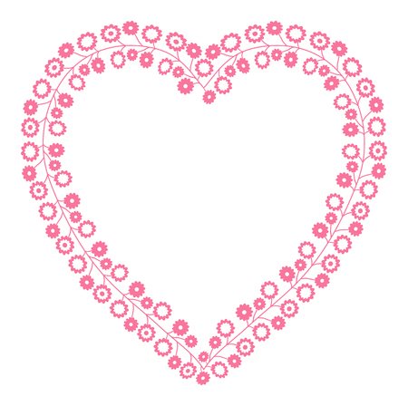 Floral wreath in the shape of a heart for greeting cards and invitationsのイラスト素材