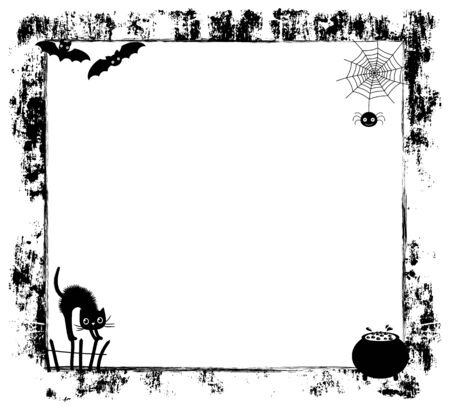 Cute vector background with copy space - black cartoon silhouettes on white for posters, invitations and greeting cardsのイラスト素材