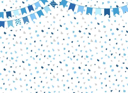 Cute vector background with party bunting flags in blue and colors for invitations, party and birthday designsのイラスト素材