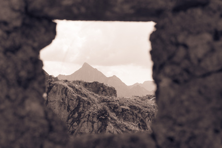 Small hut of volunteers on the top of Kleiner Pal in Austria (Pal Piccolo)の写真素材
