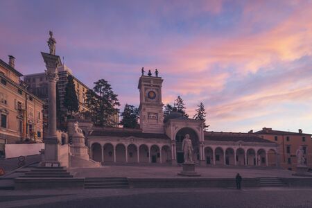 UDINE (ITALY) - JANUARY 03, 2020: The view on the city centre of Udine town, Italy. Ancient Italian...