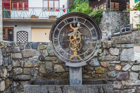 Pesariis, ITALY - August 16 2021 Pesariis, an ancient clock village. Friuliのeditorial素材