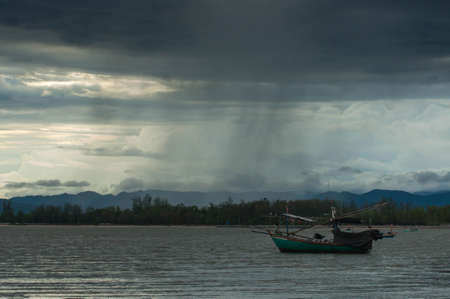 heavy storm over the sea.の写真素材