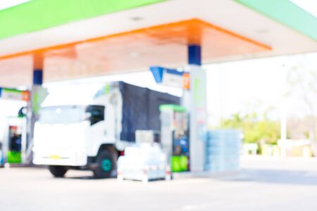 Gas station,photo from blur lens.の写真素材