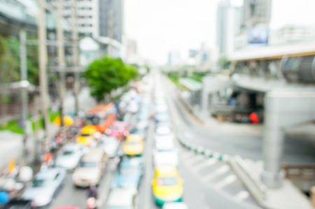 photo of blurred traffic and city backgroundの写真素材