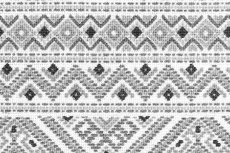 Texture of handmade Thai silk and cotton,black and whiteの写真素材