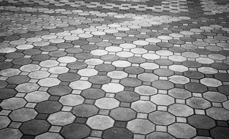patterned paving tiles, cement brick floor backgroundの写真素材