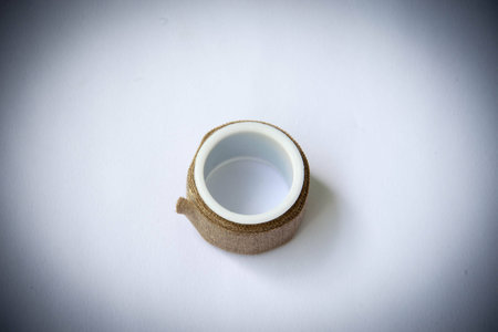 Zinc oxide plaster on white backgroundの写真素材