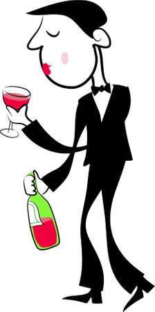 man drinking red wineの写真素材