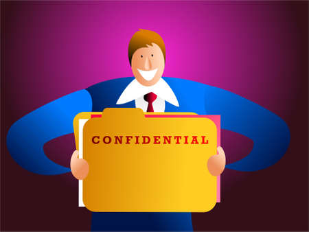 confidentiality - businessman holding confidential fileの写真素材