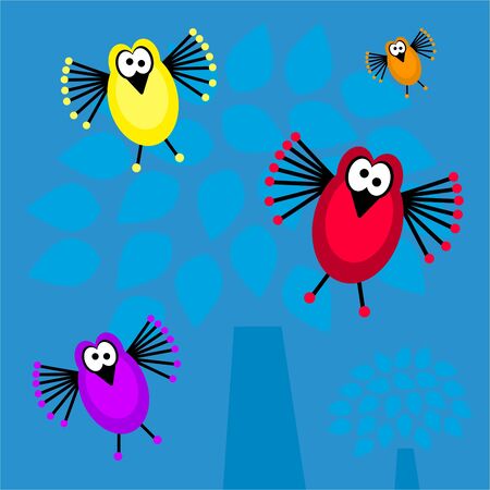funky retro bird backgroundの写真素材