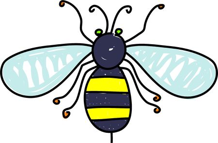 a bee isolated on white drawn in toddler art styleの写真素材