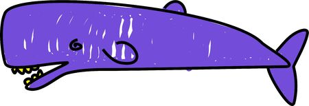sperm whale isolated on white drawn in toddler art styleの写真素材