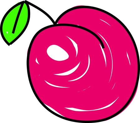 simple plum drawing isolated on white drawn in toddler art styleの写真素材