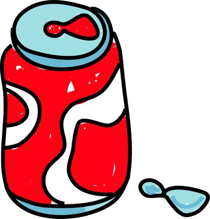canned soda drink isolated on white drawn in toddler art styleの写真素材