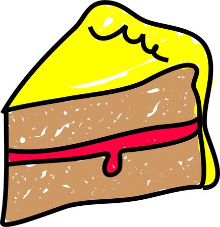 piece of iced cake isolated on white drawn in toddler art style