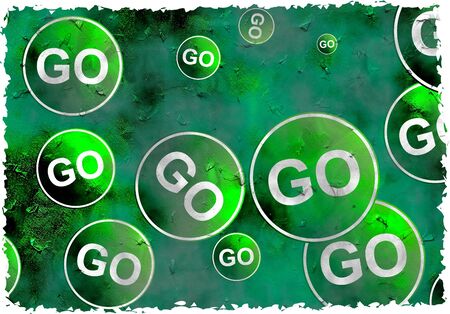 artistic dirt stained grunge textured parchment background design with go signs