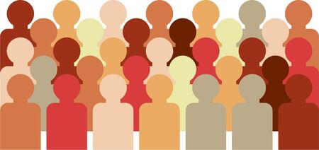 crowd of faceless people with different skin tonesの写真素材