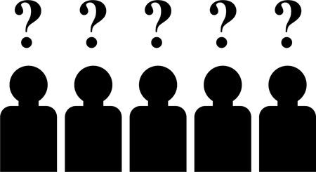 simple isolated icon design of a group of people with questions on their minds