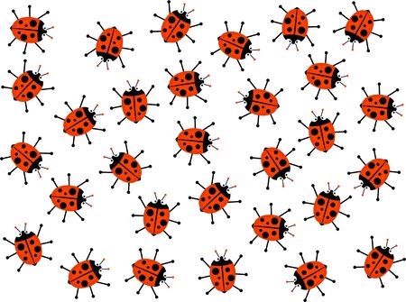 swarm of ladybug beetles scuttling around and forming a background designの写真素材