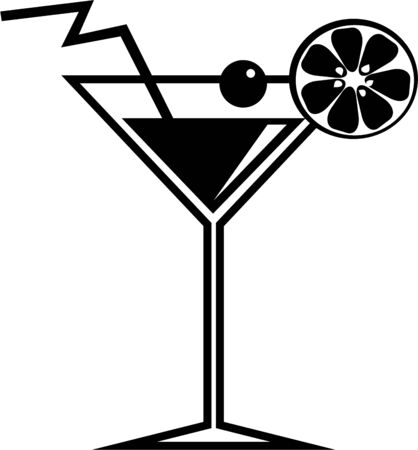 black and white cocktail illustration isolated on whiteの写真素材