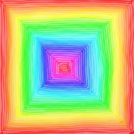 digital abstract watercolour painting of a square in rainbow coloursの写真素材