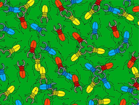 Cute, colourful stag beetle wallpaper background design.の写真素材