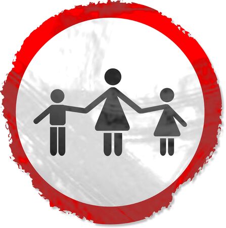 Grunge style Family sign isolated on white.の写真素材