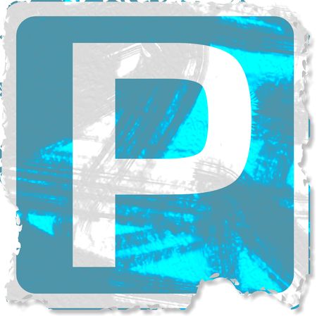Grunge style parking place sign isolated on white.の写真素材
