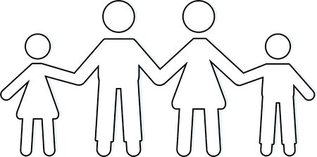 Simple line icon of a family holding hands.の写真素材