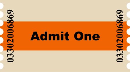 Simple graphic illustration of a orange striped  entry ticket to the cinema or other event.の写真素材