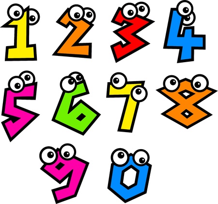 Colourful numbers with cute cartoon eyes isolated on white.の写真素材
