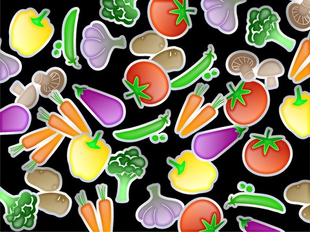 Colourful vegetables forming a wallpaper background design.の写真素材