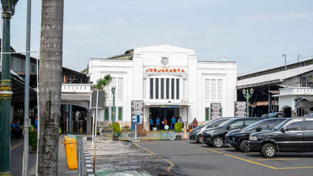Yogyakarta, Indonesia - Nov 19, 2021: Landscape side view of Yogyakarta Station building, also known as Jogjakarta Station or Tugu Station. A historical station in the city of Yogyakarta.のeditorial素材