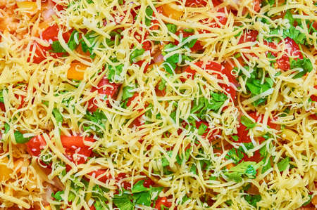 Background texture close-up of delicious pizzaの写真素材