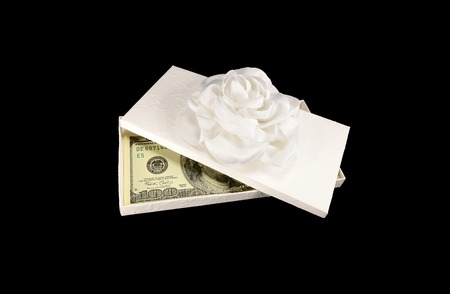 Business and finance concepts. Money dollars in the gift box isolated on nintendo backgroundの写真素材