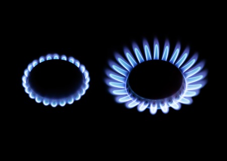 image of a burning natural gas is isolated on a black background