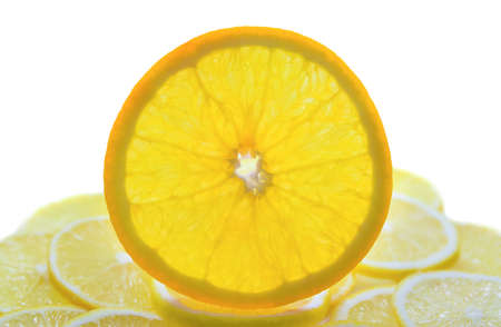 Beautiful orange slice with lemonの写真素材