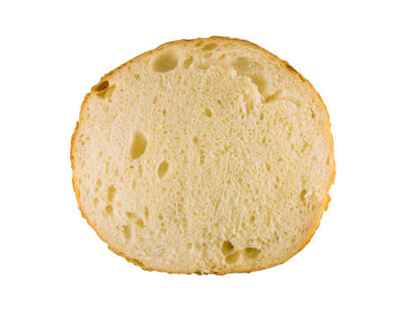 Cut white bread. Isolated on white backgroundの写真素材