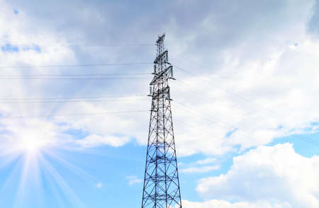 Large electric tower on a background of the cloudy skyの写真素材