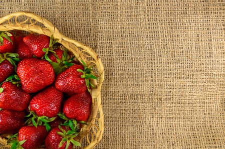 Juicy strawberries in a basket. design elementの写真素材
