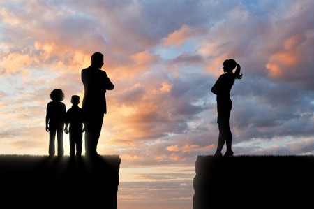 Conflict and divorce in the family. Children and parents in divorceの写真素材
