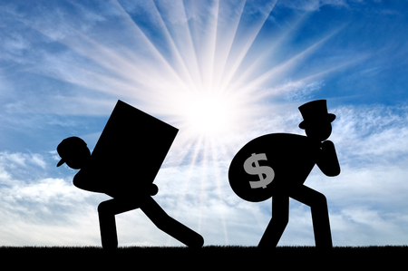 Inequality and capitalism. Poor worker and rich businessman flat icons peopleの写真素材