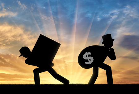 Social inequality . Poor worker and rich businessman flat icons peopleの写真素材